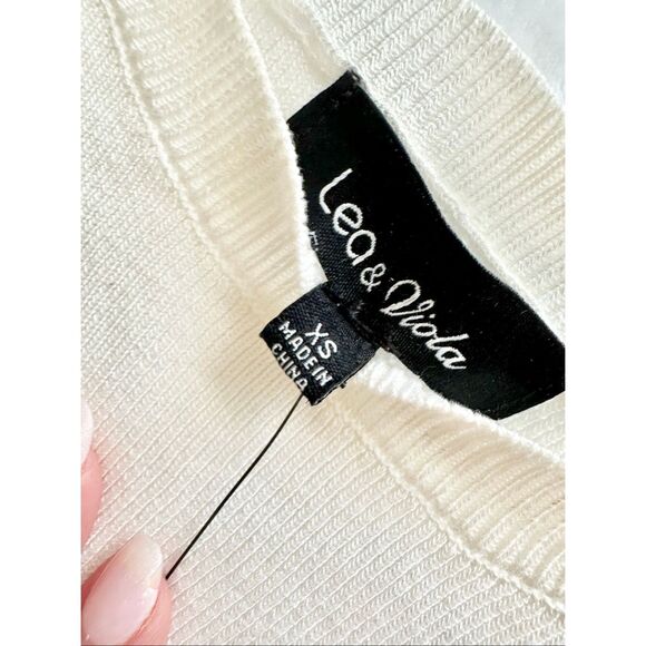 Lea & Viola cream color peekaboo knit top - Picture 4 of 11